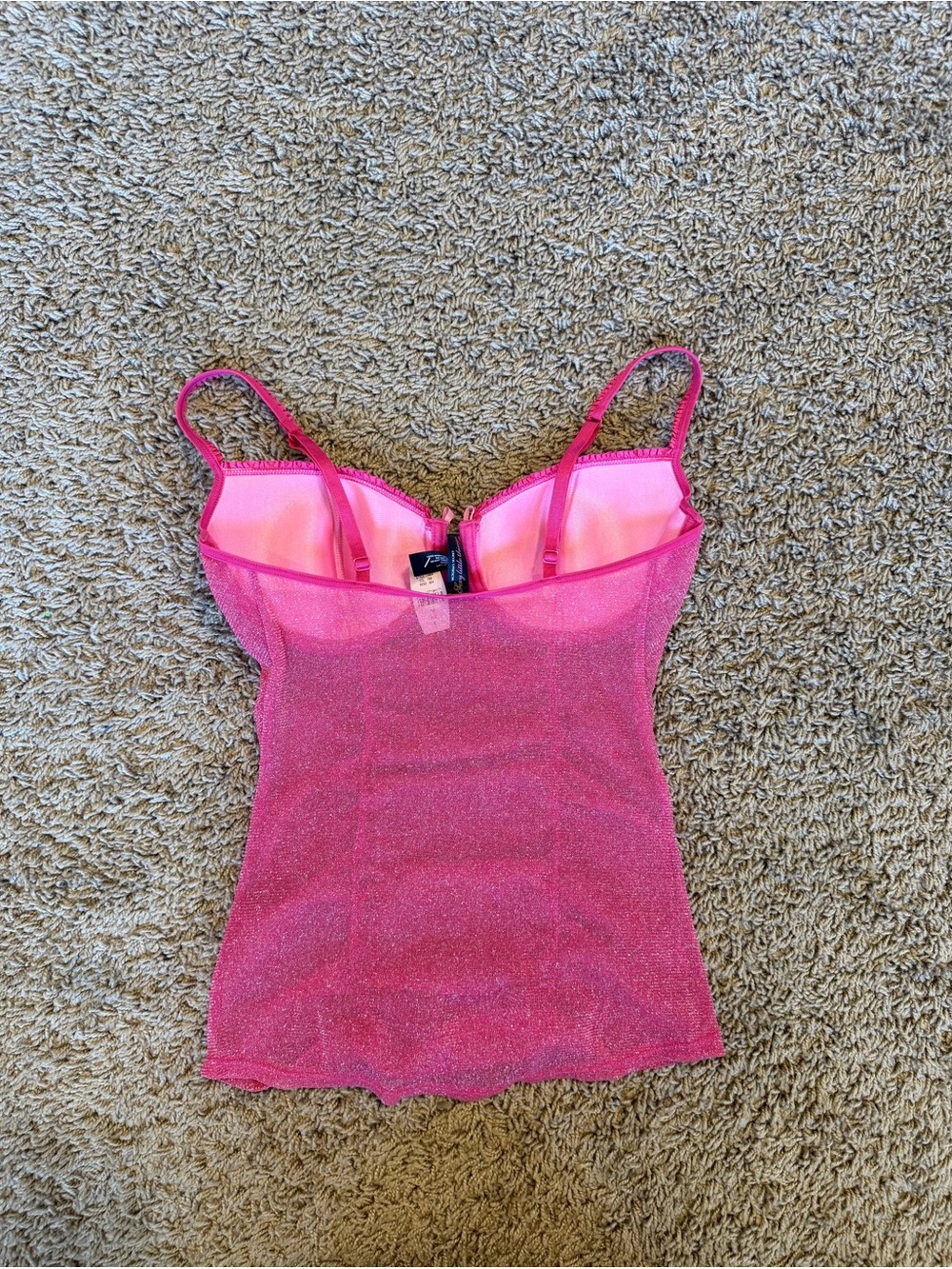 NWT Victoria's Secret Hot Pink Shimmer Ruffle Top - Picture 8 of 8